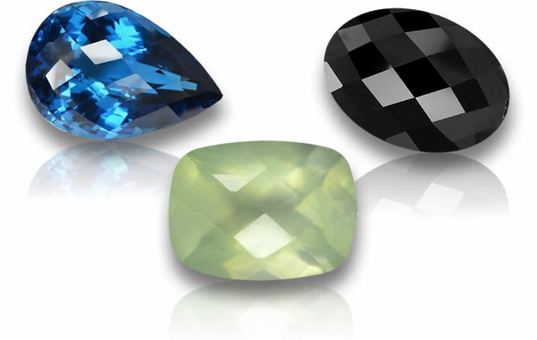 أحجار كريمة سائبة مقطوعة على شكل رقعة الشطرنج للمجوهرات