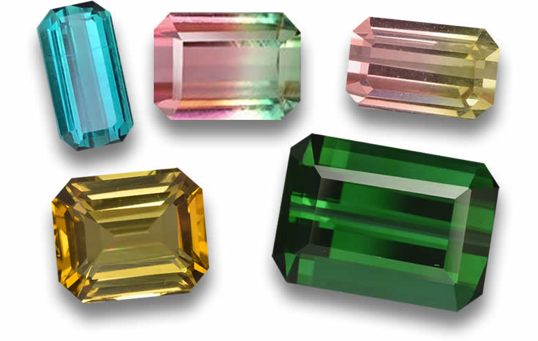 Emerald Cut Tourmaline: Blue, Green, Pink, Bi Color and Paraíba Emerald Cut Tourmaline
