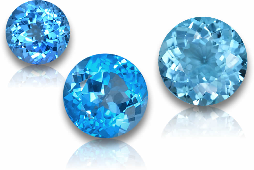 حجر التوباز الأزرق السويسري المستدير - أحجار كريمة سائبة معتمدة من GemSelect