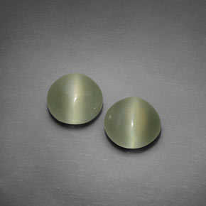 Actinolite Cat's Eye طبيعي بلون أخضر، وزن ‎‎ قيراط، شكل دائري، مقاس ‎7.65‎ مم