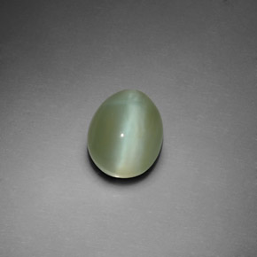 Actinolite Cat's Eye طبيعي بلون أخضر، وزن ‎3.02‎ قيراط، شكل بيضاوى، مقاس ‎10.2x8‎ مم