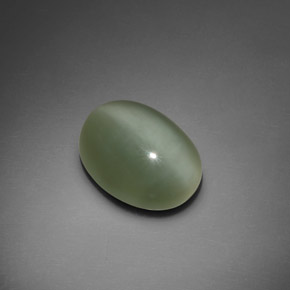 Actinolite Cat's Eye طبيعي بلون أخضر، وزن ‎7.66‎ قيراط، شكل بيضاوى، مقاس ‎15.2x11.7‎ مم