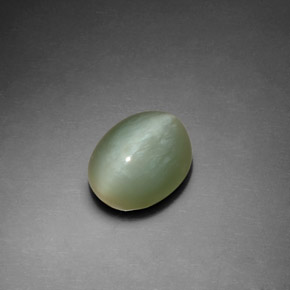 Actinolite Cat's Eye طبيعي بلون أخضر، وزن ‎2.76‎ قيراط، شكل بيضاوى، مقاس ‎10.1x8‎ مم