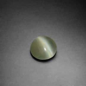 Actinolite Cat's Eye طبيعي بلون أخضر، وزن ‎1.22‎ قيراط، شكل دائري، مقاس ‎7.60‎ مم