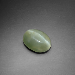 Actinolite Cat's Eye طبيعي بلون أخضر، وزن ‎1.72‎ قيراط، شكل بيضاوى، مقاس ‎9.9x7.6‎ مم