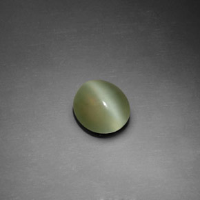 Actinolite Cat's Eye طبيعي بلون أخضر، وزن ‎1.25‎ قيراط، شكل بيضاوى، مقاس ‎7.5x6.7‎ مم