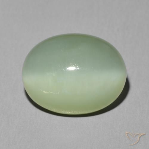 6.08ct طبيعي أخضر أصفر فاتح عين القط الأكتينوليت, بيضوي, نصف شفاف