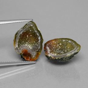 جيود العقيق طبيعي بلون متعدد الألوان، وزن ‎‎ قيراط، شكل شكل خيالي، مقاس ‎17.9x13.5‎ مم