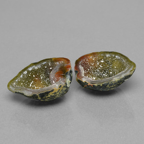 جيود العقيق طبيعي بلون متعدد الألوان، وزن ‎‎ قيراط، شكل شكل خيالي، مقاس ‎17.9x13.5‎ مم