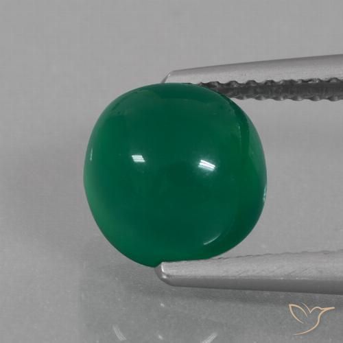 3.01ct طبيعي أخضر متوسط عقيق, بيضوي, نصف شفاف
