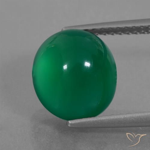 4.54ct طبيعي أخضر متوسط عقيق, بيضوي, نصف شفاف