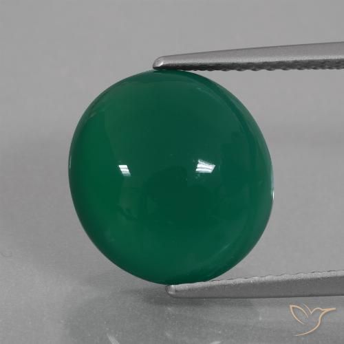 6.78ct طبيعي أخضر الغابات عقيق, بيضوي, نصف شفاف