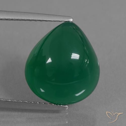 7.10ct طبيعي أخضر مصفر عقيق, شكل الكمثرى, نصف شفاف, Photo A