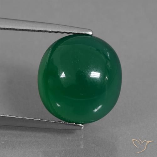 7.02ct طبيعي أخضر متوسط عقيق, بيضوي, نصف شفاف