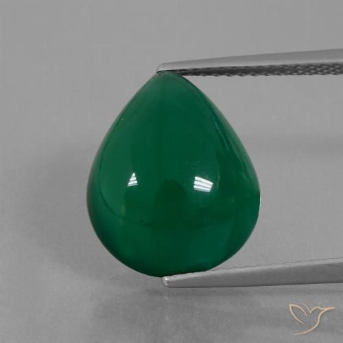 7.46ct طبيعي أخضر متوسط عقيق, شكل الكمثرى, نصف شفاف