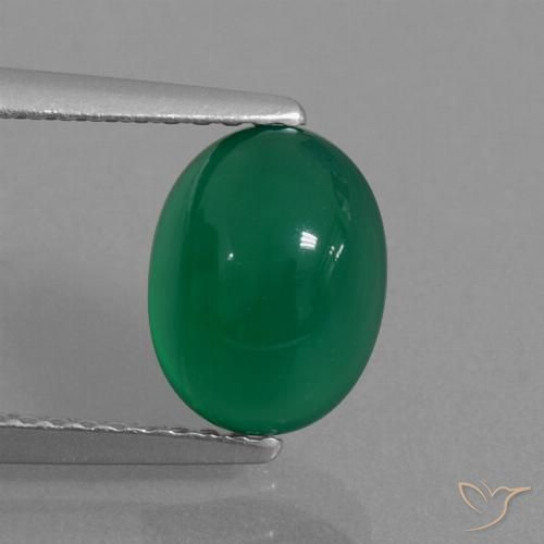2.24ct طبيعي أخضر الغابات عقيق, بيضوي, نصف شفاف