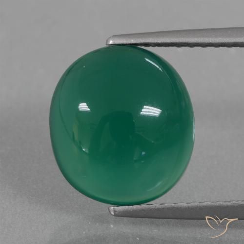 3.83ct طبيعي أخضر غامق متوسط عقيق, بيضوي, نصف شفاف