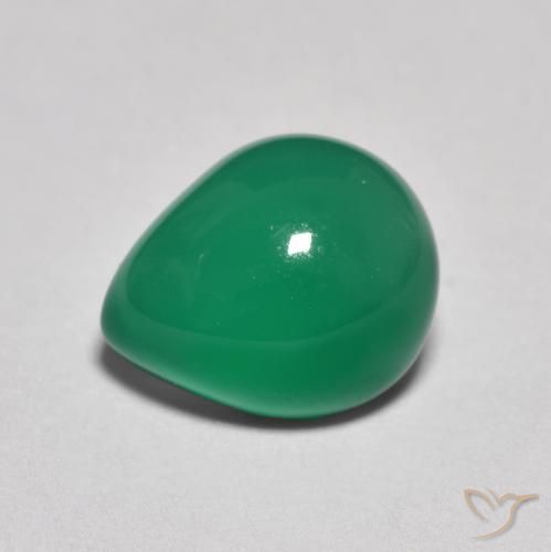 2.67ct طبيعي أخضر غامق متوسط عقيق, شكل الكمثرى, نصف شفاف