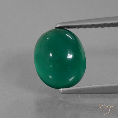2.46ct طبيعي أخضر غامق متوسط عقيق, بيضوي, نصف شفاف