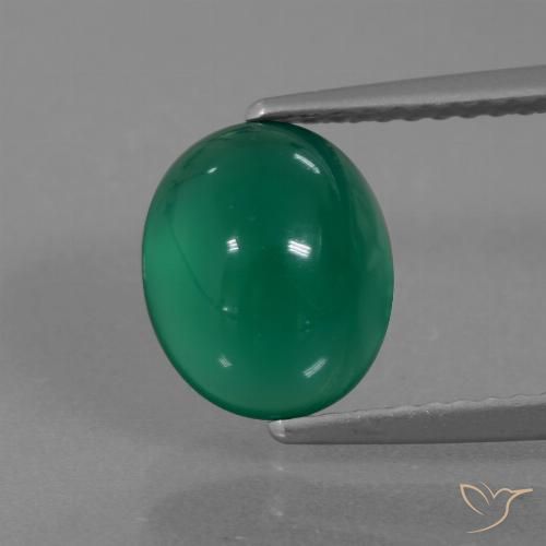 2.40ct طبيعي أخضر الغابات عقيق, بيضوي, نصف شفاف