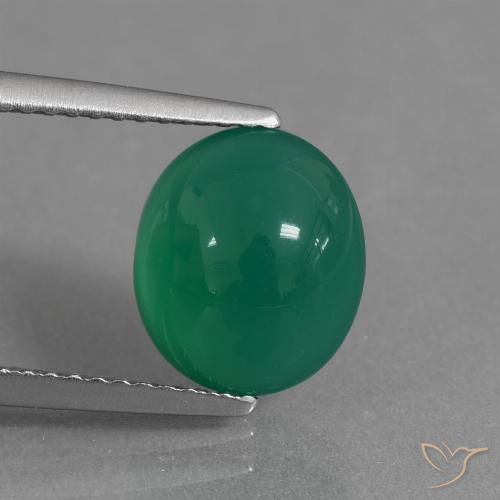 2.81ct طبيعي أخضر متوسط عقيق, بيضوي, نصف شفاف