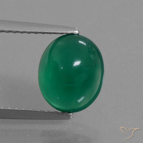 2.57ct طبيعي أخضر الغابات عقيق, بيضوي, نصف شفاف