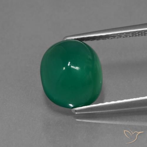 3.23ct طبيعي أخضر غامق متوسط عقيق, بيضوي, نصف شفاف
