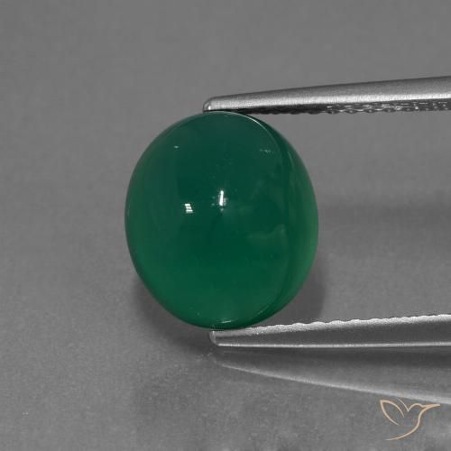 3.65ct طبيعي أخضر الغابات عقيق, بيضوي, نصف شفاف