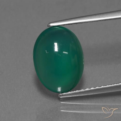 3.15ct طبيعي أخضر متوسط عقيق, بيضوي, نصف شفاف