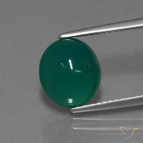 3.49ct طبيعي أخضر داكن متوسط عقيق, بيضوي, نصف شفاف