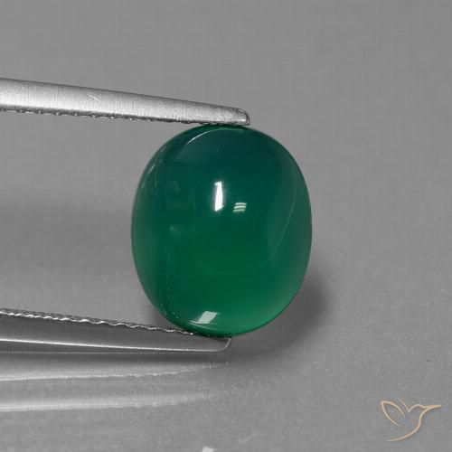 3.03ct طبيعي أخضر متوسط عقيق, بيضوي, نصف شفاف