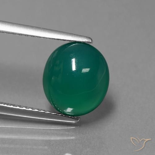 3.54ct طبيعي أخضر عقيق, بيضوي, نصف شفاف