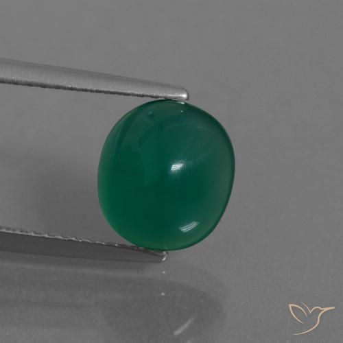 2.99ct طبيعي أخضر غامق متوسط عقيق, بيضوي, نصف شفاف