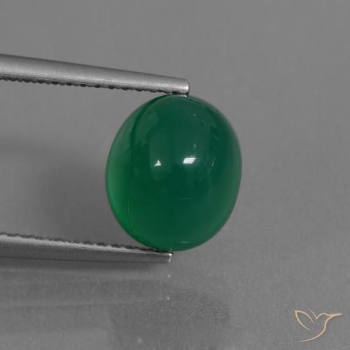 3.44ct طبيعي أخضر الغابات عقيق, بيضوي, نصف شفاف