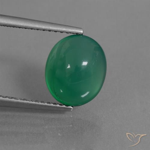 3.19ct طبيعي أخضر دافئ عقيق, بيضوي, نصف شفاف