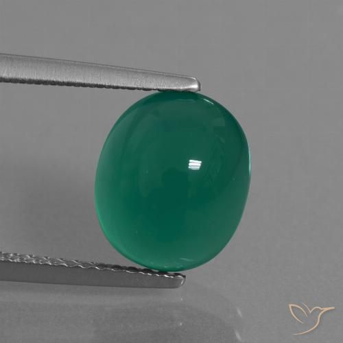 3.76ct طبيعي أخضر أناناسى عقيق, بيضوي, نصف شفاف