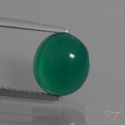 3.36ct طبيعي أخضر الغابات عقيق, بيضوي, نصف شفاف