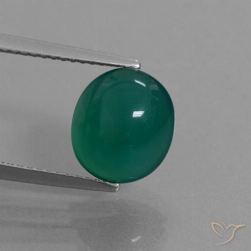 3.96ct طبيعي أخضر داكن متوسط عقيق, بيضوي, نصف شفاف
