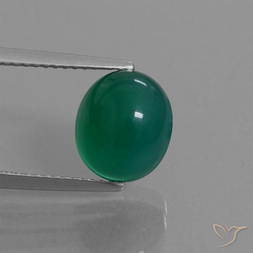 3.73ct طبيعي أخضر متوسط عقيق, بيضوي, نصف شفاف