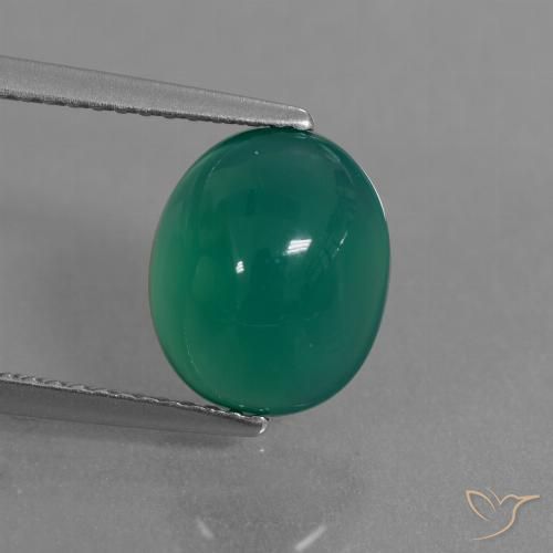 3.30ct طبيعي أخضر متوسط عقيق, بيضوي, نصف شفاف