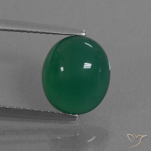 3.37ct طبيعي أخضر عقيق, بيضوي, نصف شفاف
