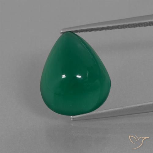 6.44ct طبيعي أخضر متوسط عقيق, شكل الكمثرى, نصف شفاف