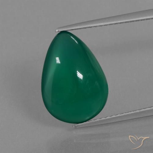 5.45ct طبيعي أخضر الغابات عقيق, شكل الكمثرى, نصف شفاف