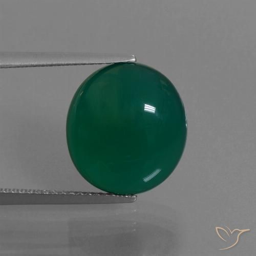 8.13ct طبيعي أخضر داكن متوسط عقيق, بيضوي, نصف شفاف, Photo A