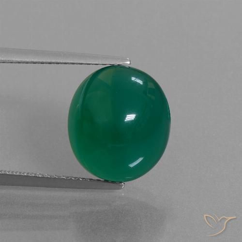 7.58ct طبيعي أخضر الغابات عقيق, بيضوي, نصف شفاف