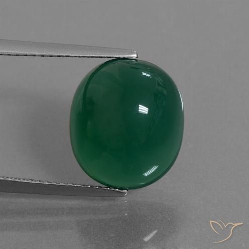8.75ct طبيعي أخضر داكن متوسط عقيق, بيضوي, نصف شفاف
