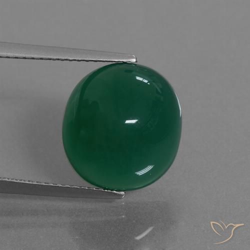 8.27ct طبيعي أخضر داكن متوسط عقيق, بيضوي, نصف شفاف