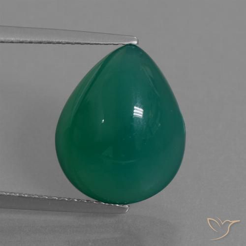 7.72ct طبيعي أخضر متوسط عقيق, شكل الكمثرى, نصف شفاف
