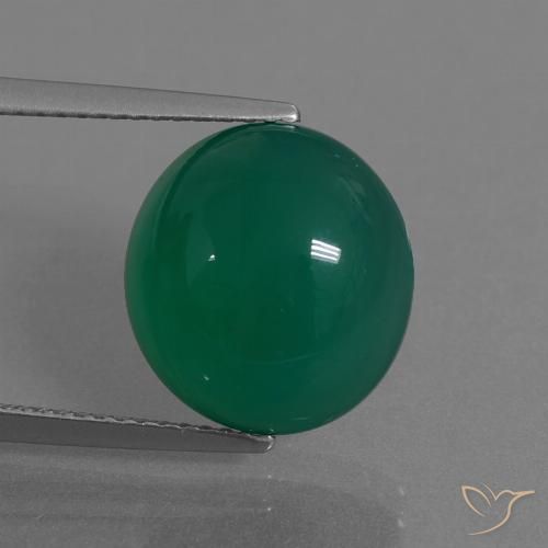 7.69ct طبيعي أخضر الغابات عقيق, بيضوي, نصف شفاف