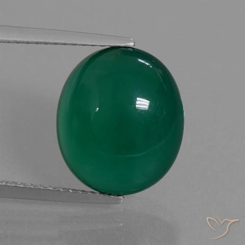7.83ct طبيعي أخضر داكن متوسط عقيق, بيضوي, نصف شفاف, Photo A